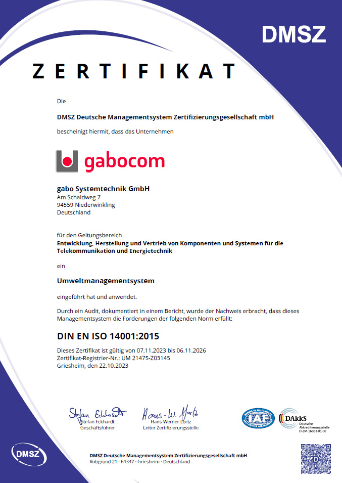 140001:2015 ISO Zertifizierung Umweltmanagementsystem